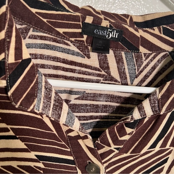 Vintage East 5th Linen Button Down Shirt Beige Geometric XL - Picture 10 of 11